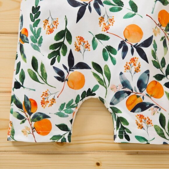 NWT baby girl boy jumpsuit outfit one-piece short sleeve orange fruit Summer - Picture 3 of 5